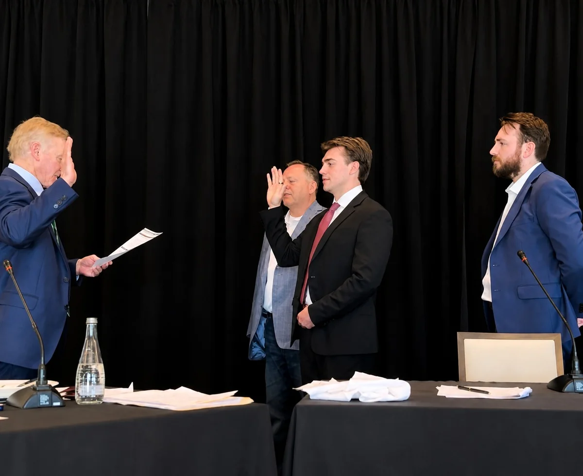 Team members being honored during a firm ceremony